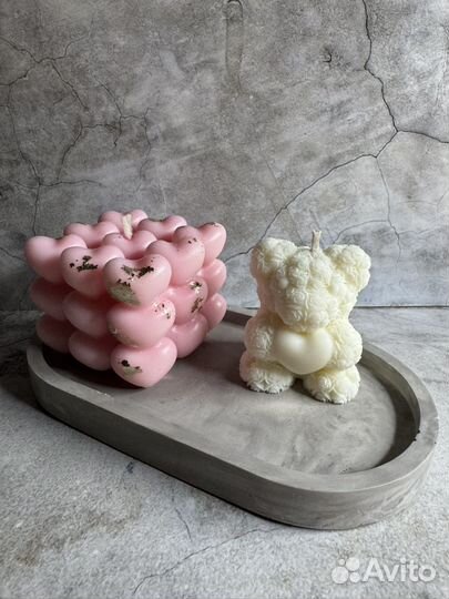 Подарочный набор из свечей и подноса