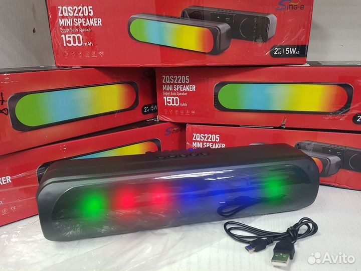 Новая Блютуз Колонка, Бегущая подсветка, USB, 10Вт