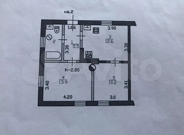 Дом 46,5 м² на участке 2 сот.