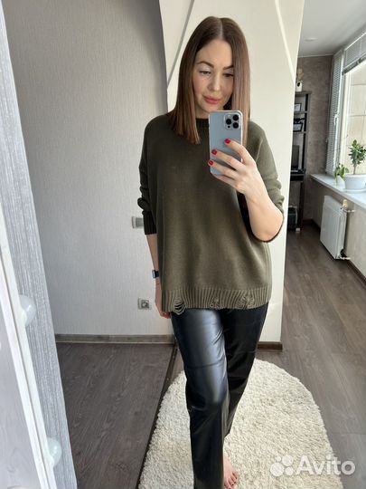 Новый свитер джемпер лакшери рвань меринос вискоза