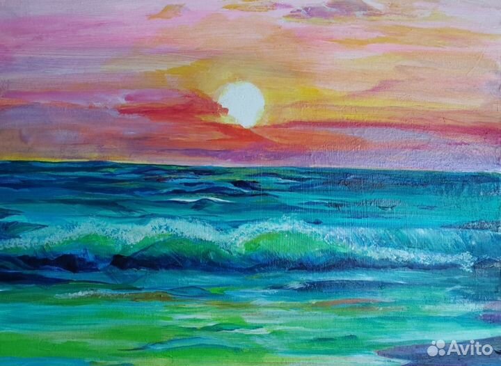 Интерьерная картина акрилом закат