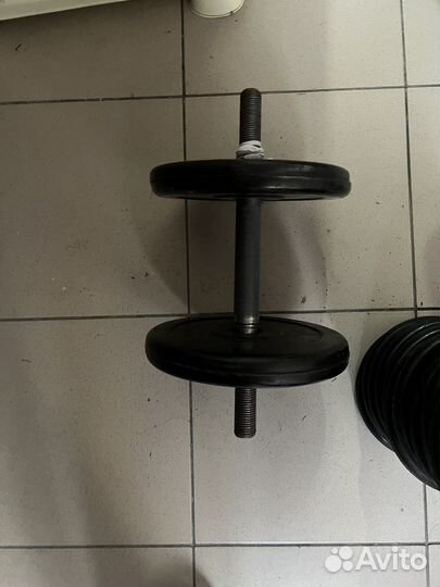 Спортивные блины, гриф, гантеля