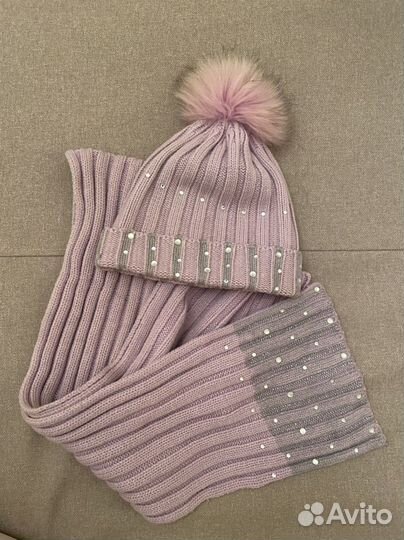 Шапка и шарф женский