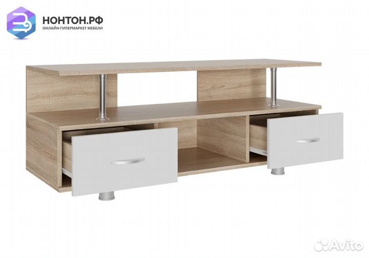Тумба TV-А дуб сонома светлый / белая шагрень