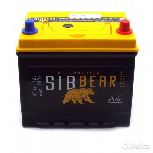 Аккумулятор sibbear asia 65D23L 60 Ач о.п