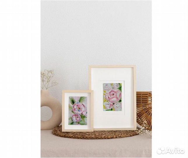 Картина маслом розовые пионы