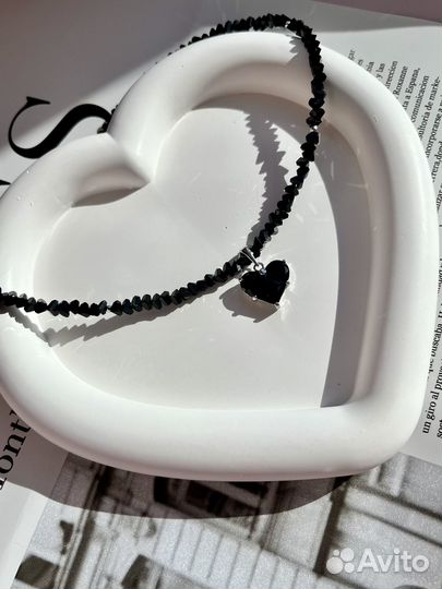 Чокер, колье из алмазного стекла с подвеской