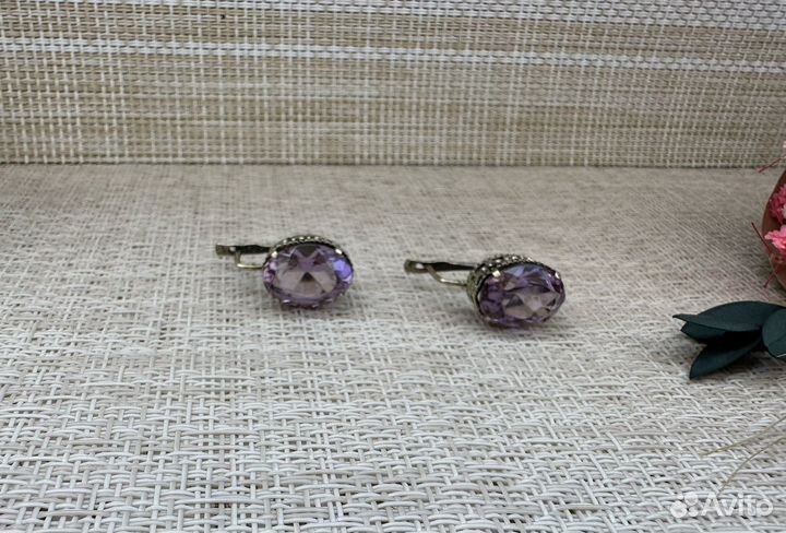 Очень красивые серьги серебро 875 звезда СССР