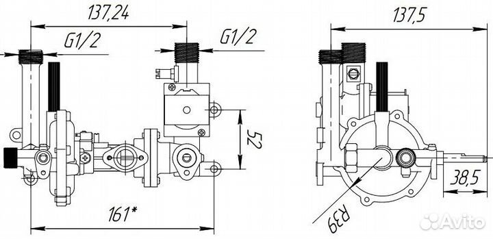Газоводяной блок газовой колонки 