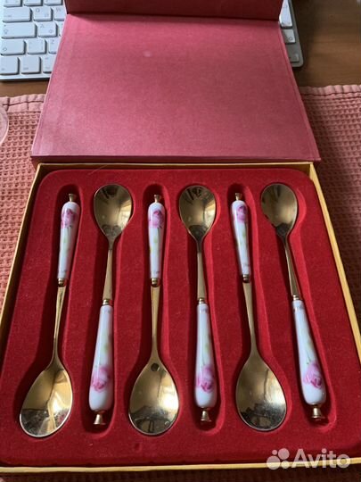 Набор чайных ложек (фарфор,металл), Корея