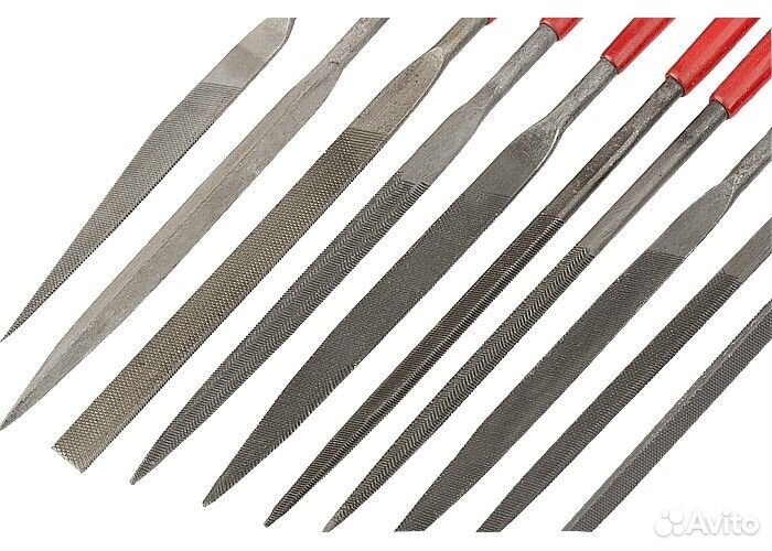 Набор надфилей, 160 х 4 мм, 10 шт, обрезиненные ру