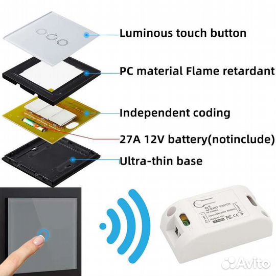 RF433 Сенсорный беспроводной переключатель