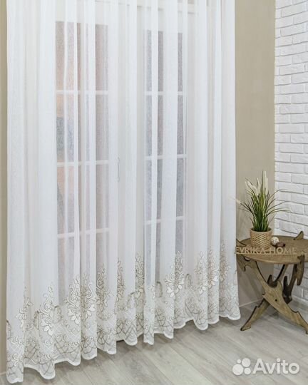 Тюль флоренция бронза готовый на окна пошив