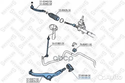 Сайлентблок рычага п. Rover 75 all 00 7700189SX