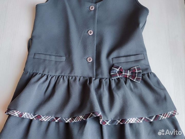 Школьный сарафан 134 серый