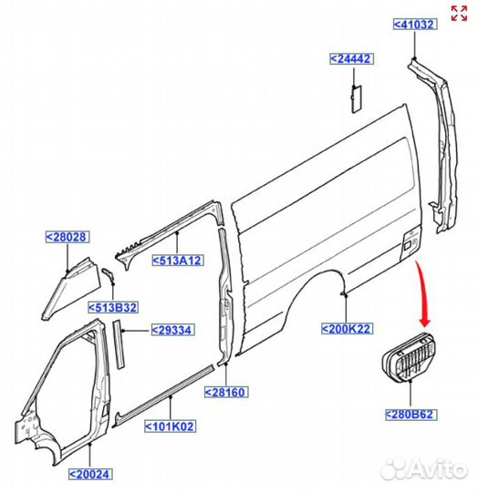 Крыло заднее правое Ford Transit 7