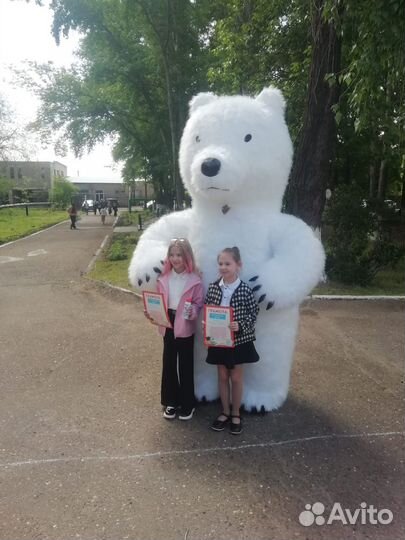 Белый мишка поздравление аниматор ростовые куклы