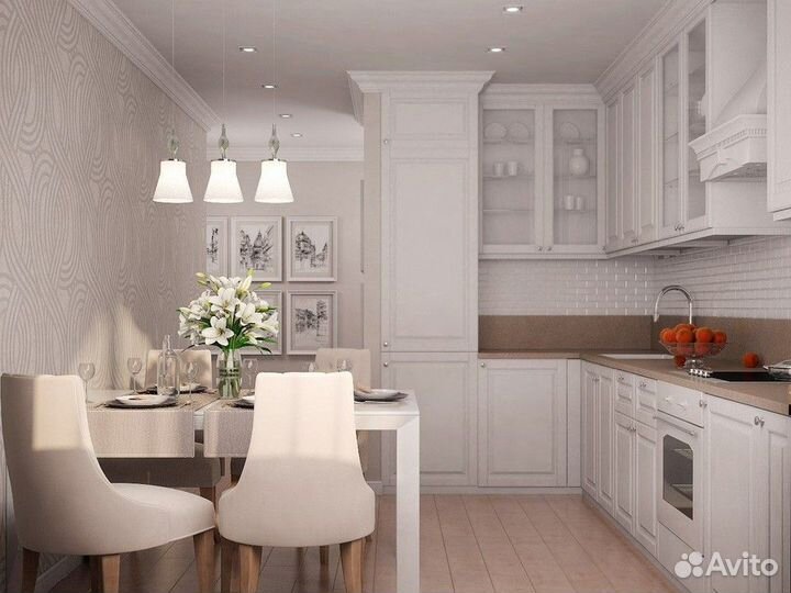 Кухня прямая в стиле современная классика