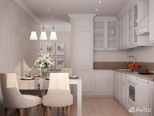 Кухня прямая в стиле современная классика