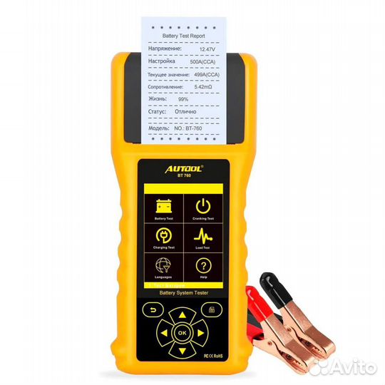 Тестер акб Autool BT 760 (12-24v) с принтером