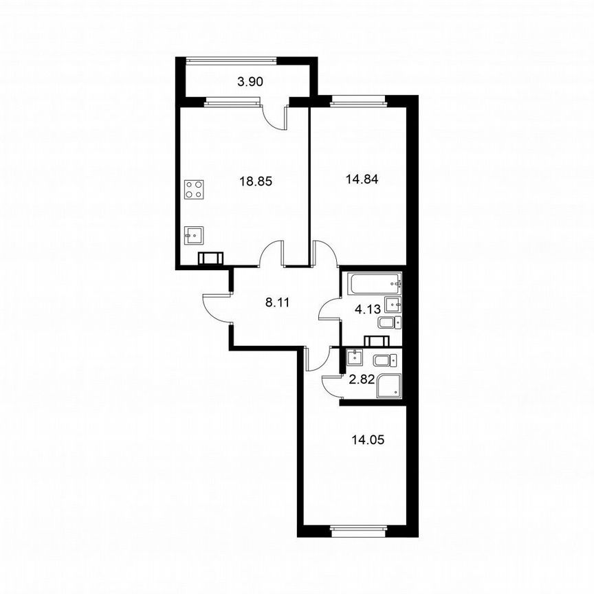 2-к. квартира, 64,8 м², 8/9 эт.