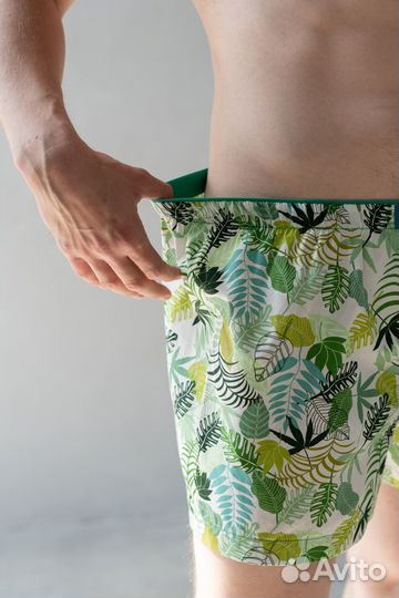 Шорты хлопок, трусы мужские свободные. Папоротник