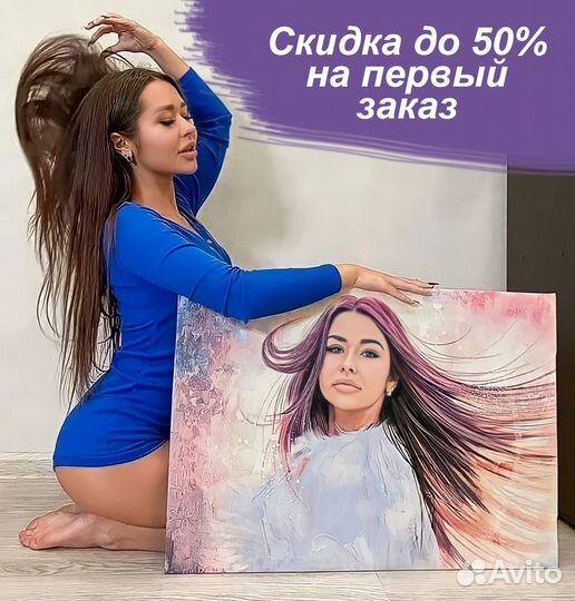 Портрет по фото на холсте