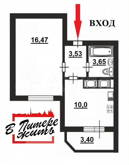 1-к. квартира, 35,4 м², 15/18 эт.