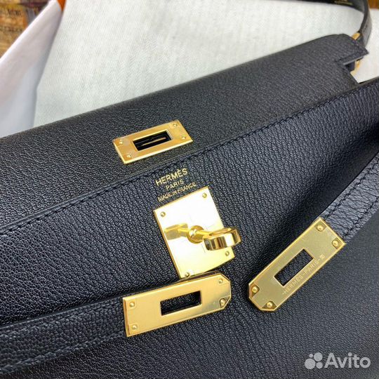 Сумка hermes kelly Elan GHW Black Chevre Mysore