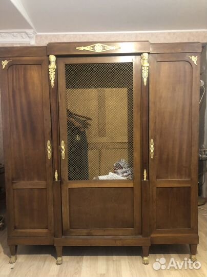 Антикварный старинный книжный шкаф стиль ампир