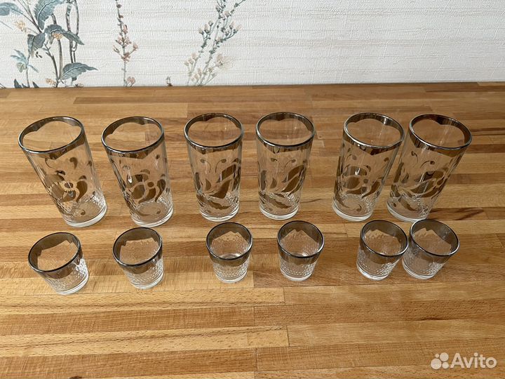 Набор стаканов 12шт золото