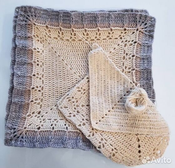 Вязаный плед ручная работа