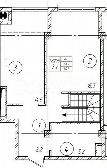 3-к. квартира, 91,4 м², 10/11 эт.