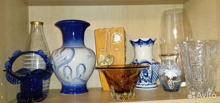Вазы Хрусталь Фарфор Гутное Стекло Керамика СССР