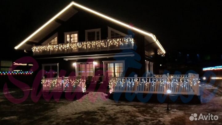 Уличная гирлянда бахрома сосульки для дома