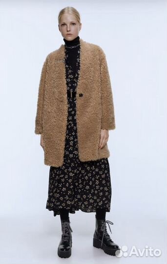 Шубка пальто в стиле тедди teddy Zara