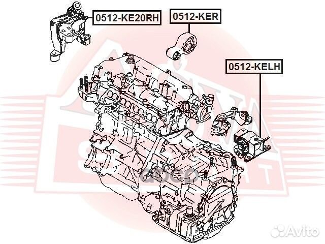 Опора двигателя левая лев 0512kelh asva