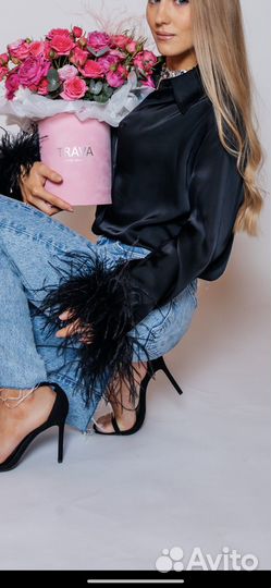 Рубашка lime с перьями