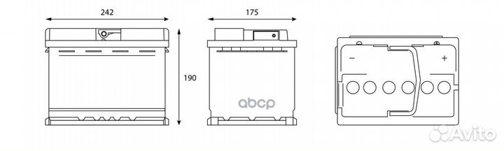 Батарея аккумуляторная 55А/ч 500А обратная полярн