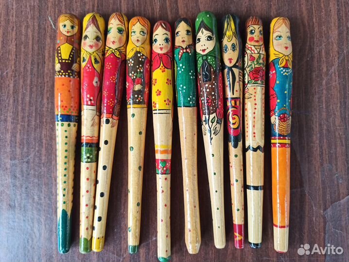 Матрёшки ручки сувенирные дерево