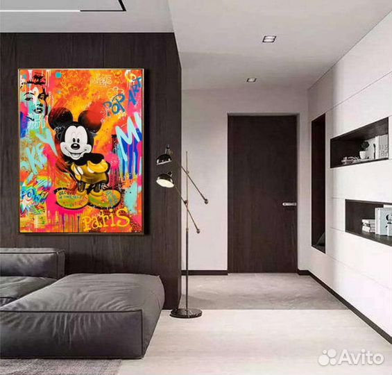 Яркая картина маслом Микки Маус