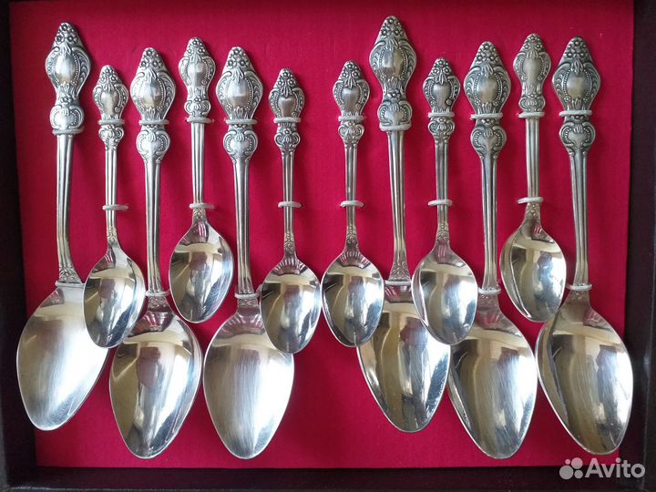 Набор столовых приборов мельхиор уральская роза