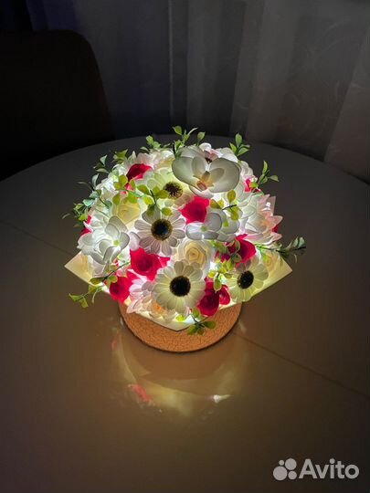 Букет из мыла, мыльные розы, ночник