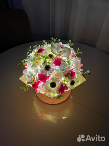 Букет из мыла, мыльные розы, ночник