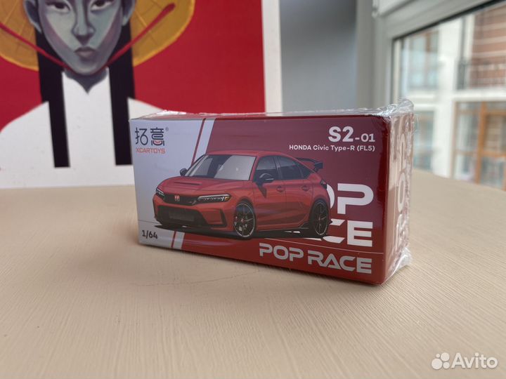 Модель 1/64 Pop Race Honda Civic 2023 Type-R Red