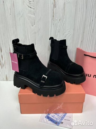 Ботинки женские зимние miu miu натуральные