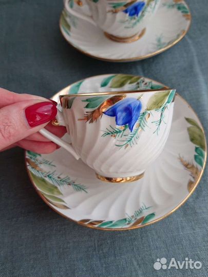 Кофейная пара, тарелки, Синий колокольчик лфз СССР