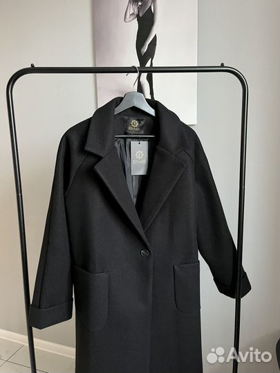 Пальто женское демисезонное 46 48 черное длинное