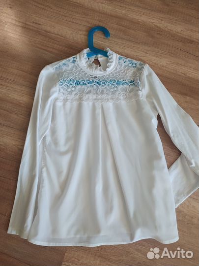 Школьная белая блузка для девочки 140-146