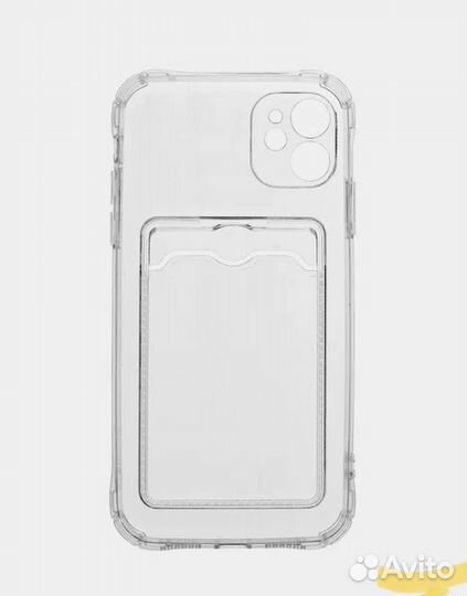 Чехол прозрачный с карманом для карт на iPhone